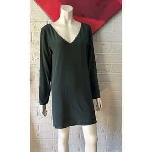 Lavender Brown GREEN Silk Dress  Tunic SIZE Large Shift Lined